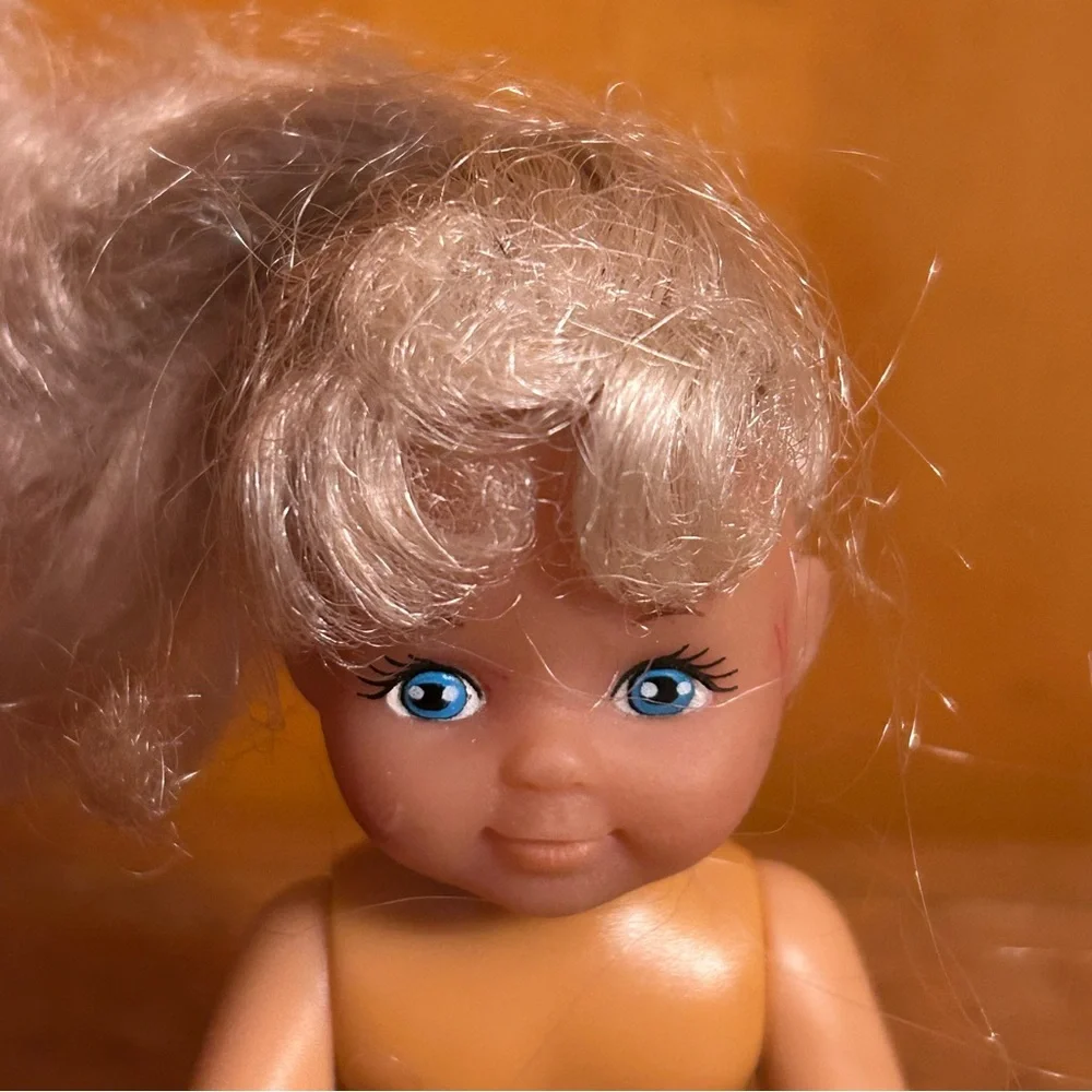 Girl Doll made by Simba 4.5” Long Blonde Hair Ponytail No clothes accessories.